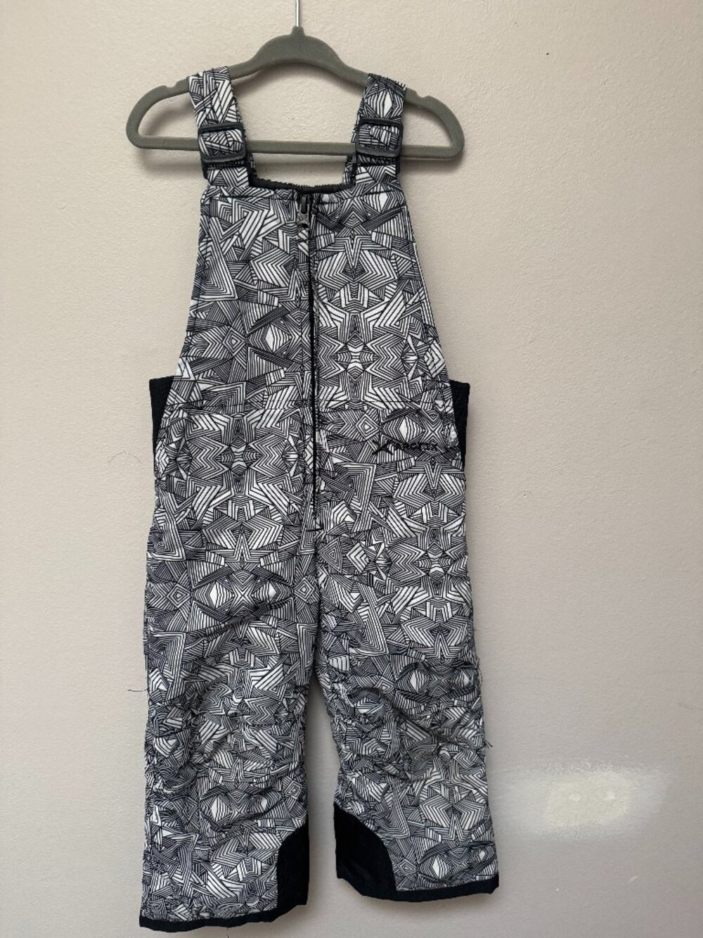 Arctix Snow Bib Pants Toddler 3T Black White Geometric Insulated Ski Winter